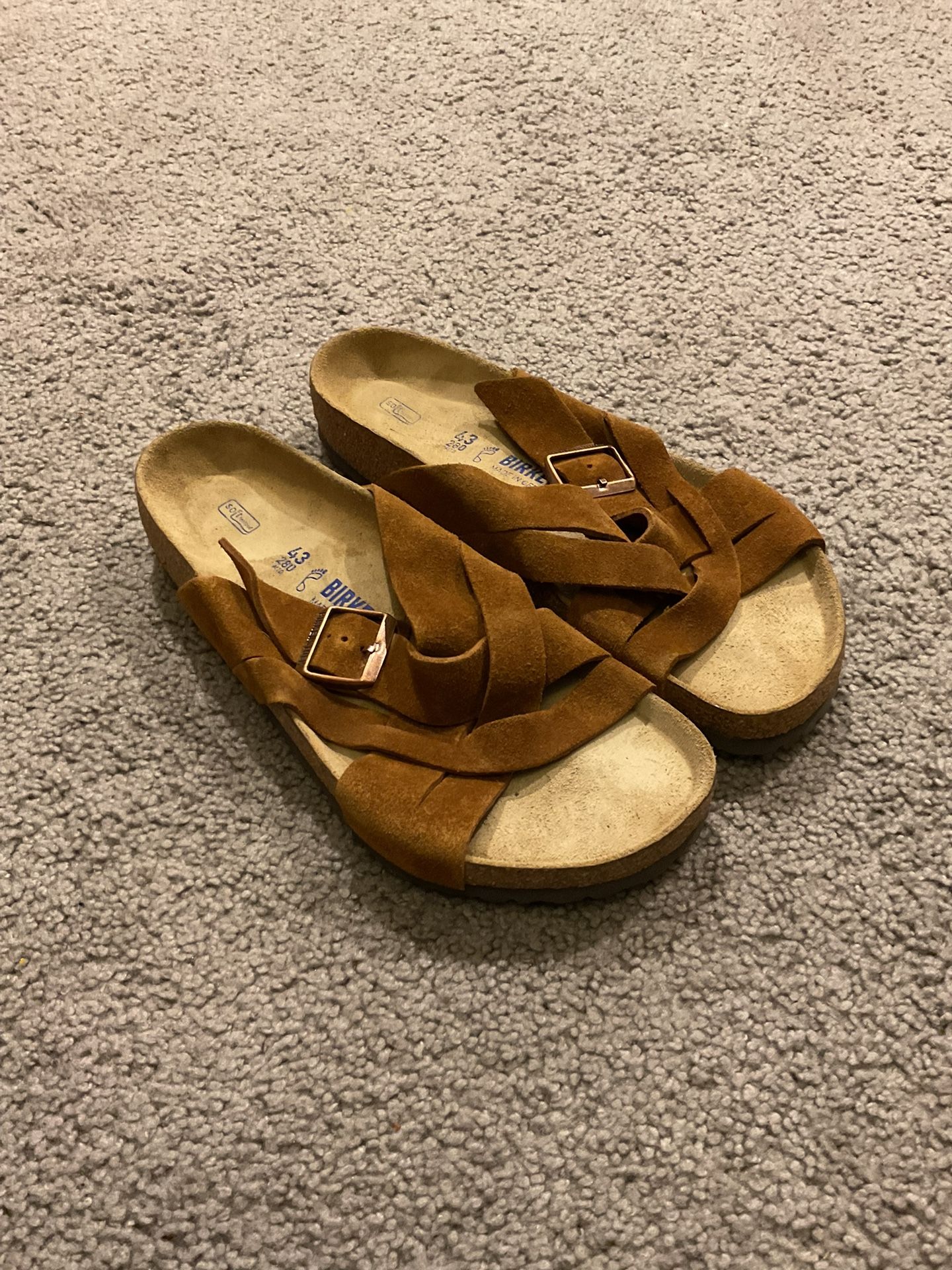 Birkenstock Vintage Men’s Lugano Sandals Shoes Brown Suede Leather Y2K sz 43 US 10-10.5