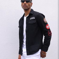 Mens Signature Classic Fit Denim Jacket, Black Medium
