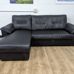 Contemporary Black Faux Leather Sectional with Chaise