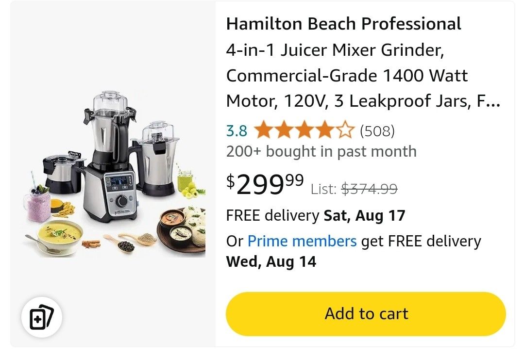 Hamilton Beach Professional 4-in-1 Juicer Mixer Grinder