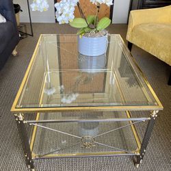 Glass and Gold Coffee Table