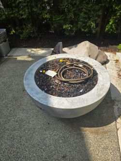 Faux concrete natural gas/propane fire pit