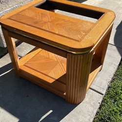 Wooden Room Table And Lamp Set