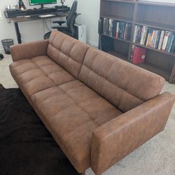 Faux Leather Couch / Futon