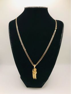 14k CURB LINK CHAIN AND SJ PENDANT