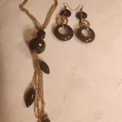 Black Necklace Earing 2pc Set Vintage