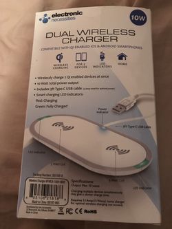Electronic Necessities Dual wireless Charger 10w see photos for details on compatibility! New !