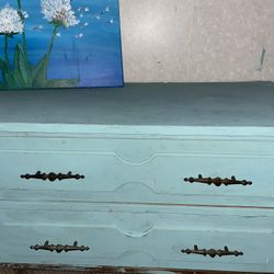 Refinished Antiqued Vintage 2-Drawer Dresser 