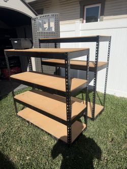 Set of 2 Metal Storage Shelves warehouse shelving garage storage adjustable 