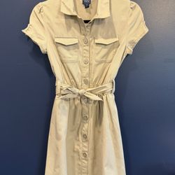 Like New Girls Size 14 Brown Safari Shirt dress with belt $10
