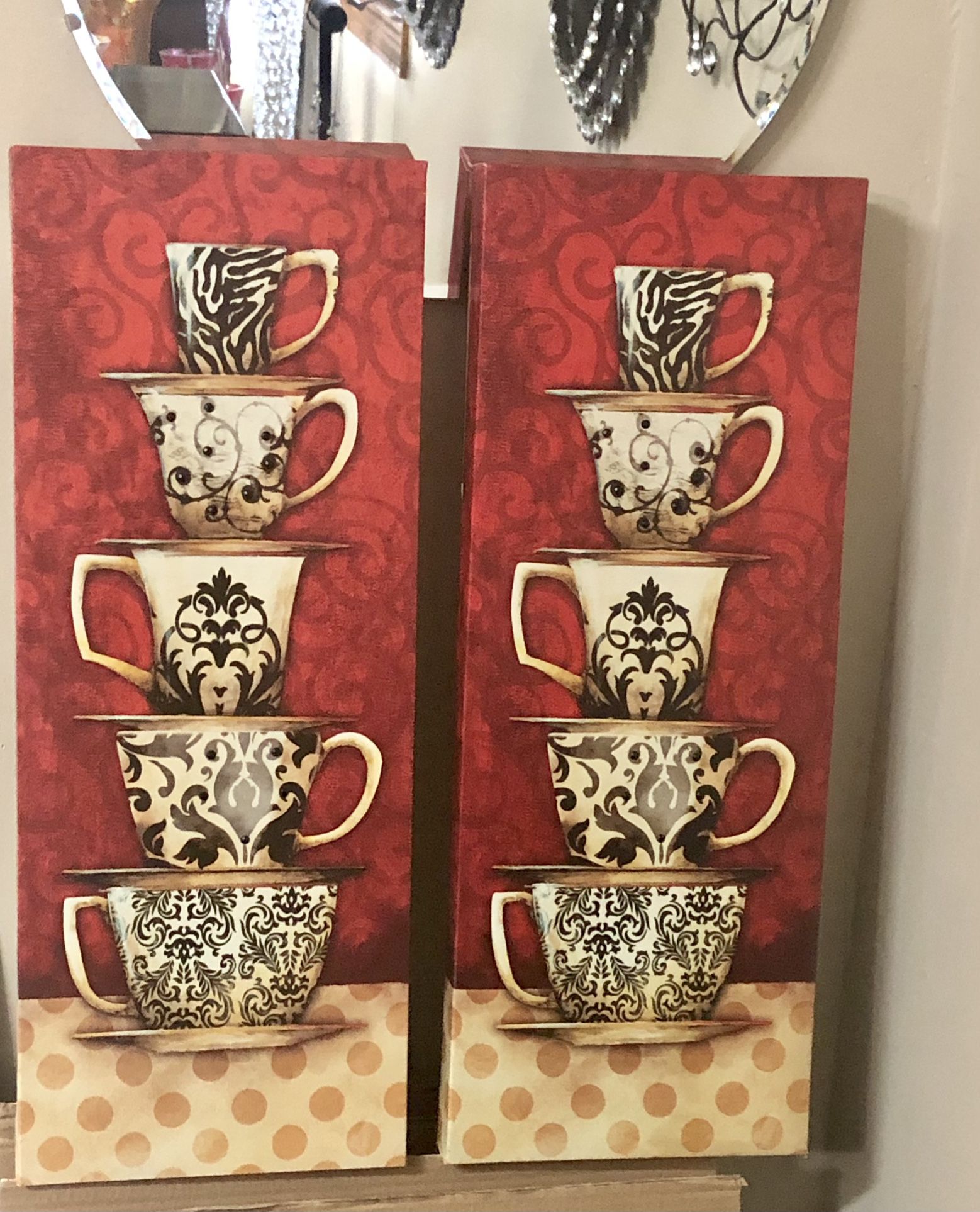 Beautiful Coffee Cup Canvases 26x10 $15/each