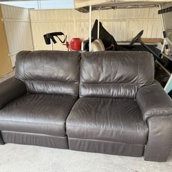 Leather Couch With electric Recliner