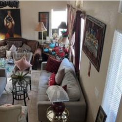 Living Spaces Grey Cloth Couch 