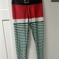 🌲 Woman’s XMAS ✨ELF Funny Leggings// Green Red / Sz Large 