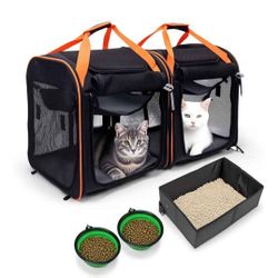 AceRide Large Cat Carrier 2-in-1 with Litter Box and Bowl