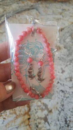 Handmade bracelet and earring mermaid set