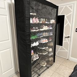 Shoe Rack, Shoe Storage Cabinet with Dustproof Cover, Free-Standing Shoe Storage Organizer for Closet