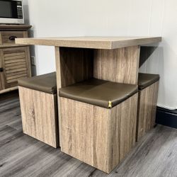 Compact Small Table With 4 Pull Out Storage Seats