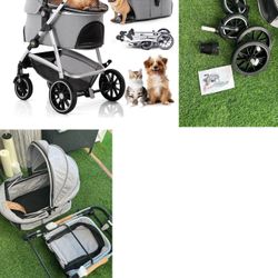 NEW Kenyone Pet Stroller 3 in 1 for Medium Small Size Dogs Luxury Large Cat Stroller Detachable