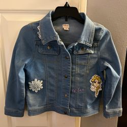 Disney Denim Jacket Size 7/8 Collection By Tutu Couture Jean Elsa Frozen Olaf