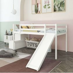 Twin Loft Bed with Stairs And Storage Self 