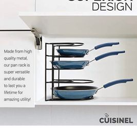 Cuisinel 5-Tier Pan Organizer Rack Black Metal Freestanding No Assembly 12.2"