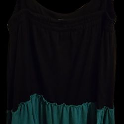 Just For Wraps Colorblock Tiered Spaghetti Strap Dress - Size L, Black/Green/Purple