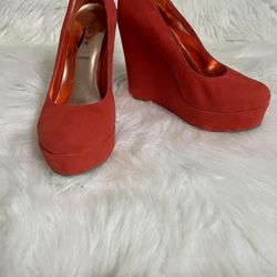 Coral Wedge Heels Size 6