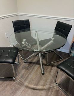 Glass Dining Room Table and 4 Chairs