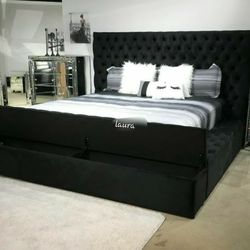 🎉BLACK FRIDAY🎉New Furnitures queen king full twin bed , Pr Black Upholstered Platform Bed  & Bedroom Set Options 