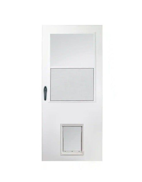 White Storm Door With Pet Entry