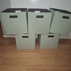 13" X 13" Fabric Bin Light Green Cube Organizer Polyester/Cardboard 