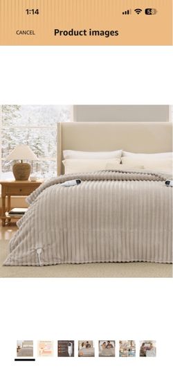 Bedsure Thick Electric Blanket King Size, Grey Dual Control Heated Blanket Preheat Function, Fast Heating, 6 Heat/6 Timer (Up to 10H) Settings, 8H Aut