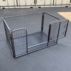 (NEW) $95 Heavy-Duty Dog Pet Playpen with Plastic Tray Indoor Outdoor Cage Kennel 4-Panel, 49x32x28” 