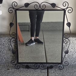 Wrought Iron Wall Console Table W/Mirror