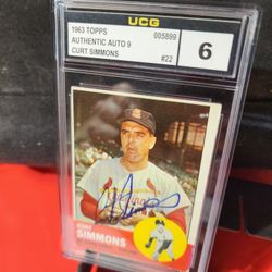 Curt Simmons Signed 1963 Topps #22 UCG 9 overall 6 