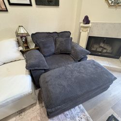 Comfy Oversized Corduroy Chair + Ottoman – $200 OBO