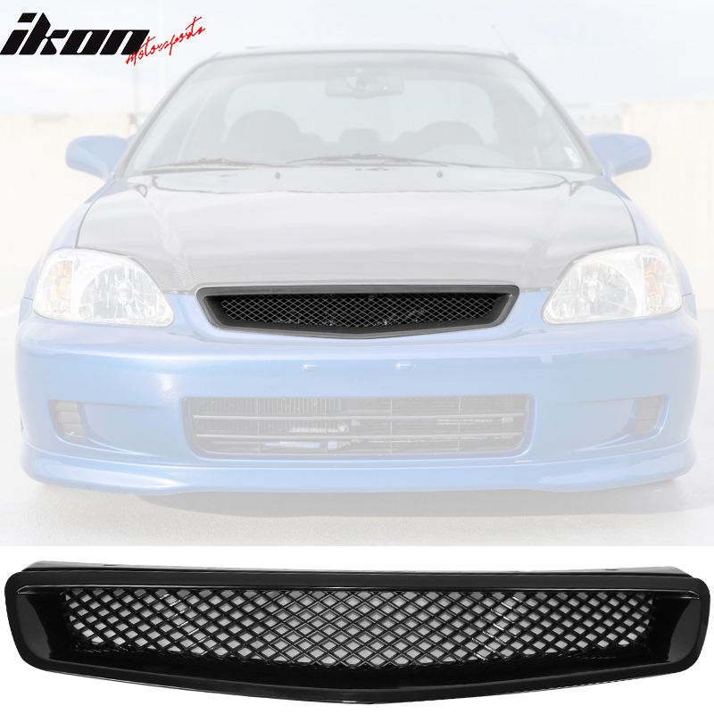 Fits 99-00 Honda Civic EK Type-R Style Front Bumper Hood Mesh Grille Grill ABS