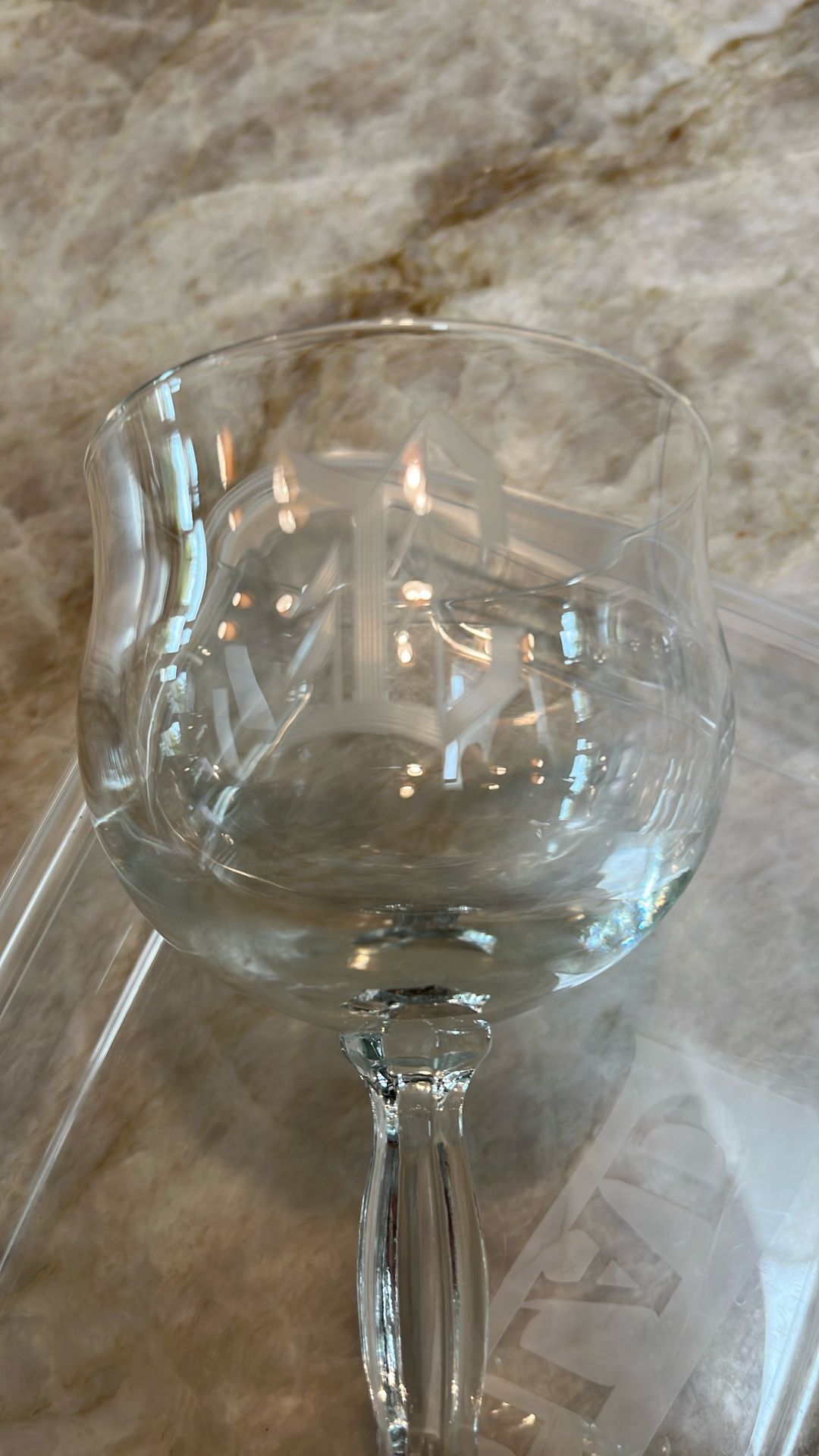 Lead Crystal 5 1/2 Wine Glass With An Engraved “C”