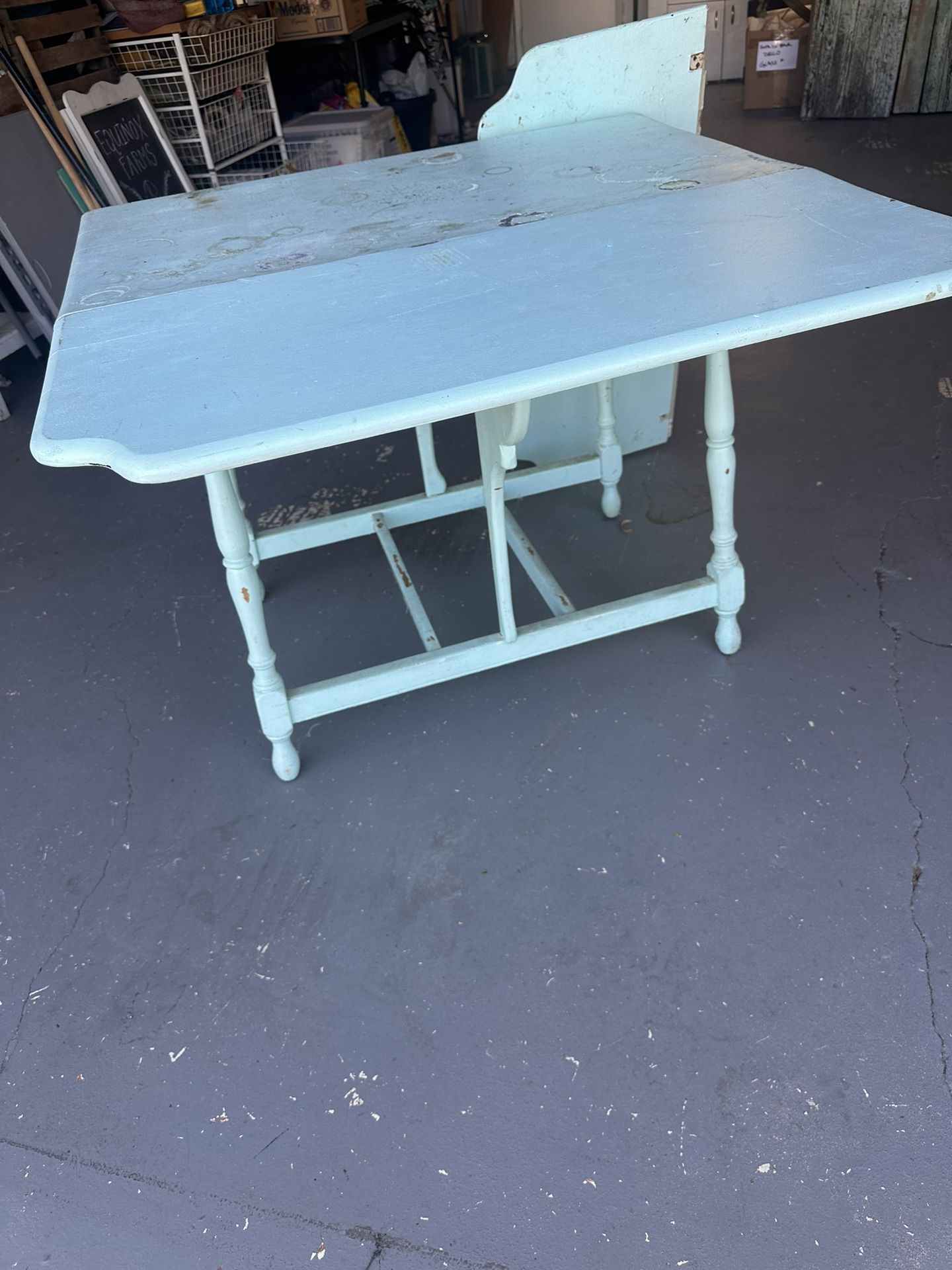 Vintage Teal Drop Leaf Table 