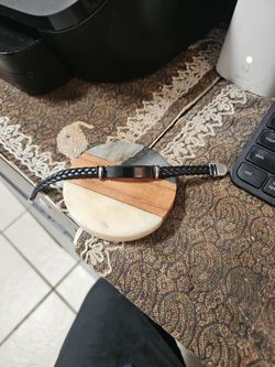 MEN'S VINTAGE BLACK FAUX LEATHER BRAIDED BRACELET WITH CLASP  UNISEX