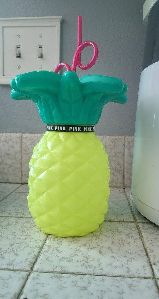 Victoria's Secret Pink Pineapple Cup & Straw