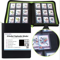 9 Pocket Toploader Binder - Premium Trading Card Binder Holds 288 Toploaders, Durable Side-Loading Card Album with Zipper, Perfect for TCG, MTG, and S