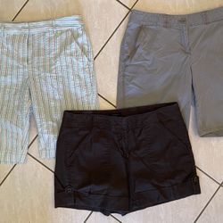 Lot of 3 Women’s Shorts Size 8: Tommy Bahama, Ann Taylor, Greg Norman Seersucker