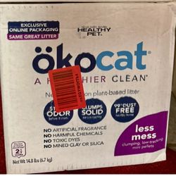 ökocat Less Mess Low Tracking Wood Clumping Cat Litter Mini- Pellets, Unscented, 14.8 pounds