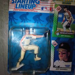 1993 Starting Lineup Figure, Jeff Bagwell, MLB Houston Astros Figure and 2 Cards