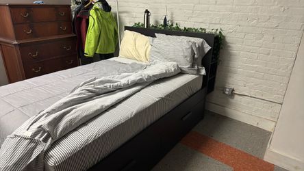 Black Full Bed Frame with Storage Drawers