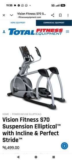 WVision Fitness S70 Suspension Elliptical – Commercial Quality – Excellent Condition
