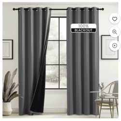 NICETOWN 100% Blackout Curtains, 2 Panels, Thermal Insulated Full Blackout 2-Layer Lined Drapes, Grommet Energy Efficiency Window Draperies for Bedroo