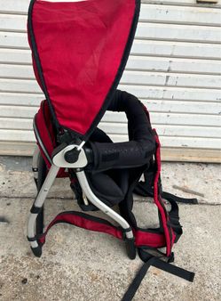 Chicco Baby Backpack Carrier Red/Black/Silver Detachable Canopy Sun/Rain